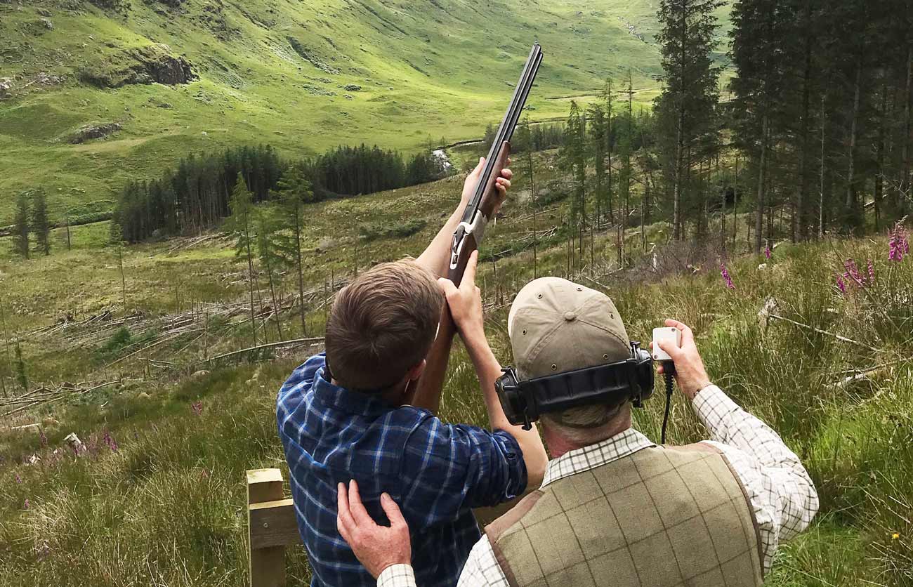 Clay pigeon shooting instruction at Glen Dessary Estate