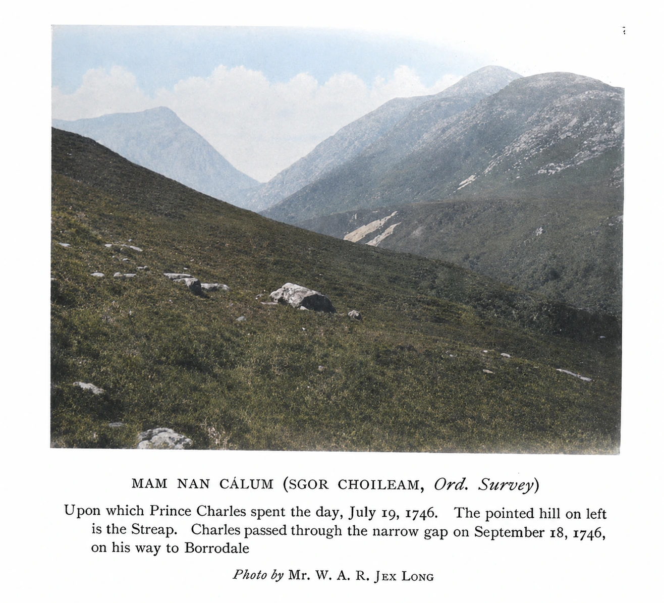 Mam nan Cálum, the hill pass above Glen Dessary where Prince Charles spent 19 July 1746, colourised